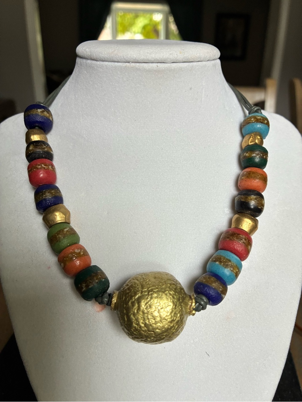 Multicolor Beaded Necklace Kente Krobo beads